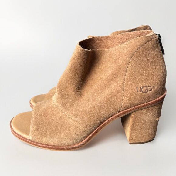 UGG Ginger Open Toe Boot Bootie Sandal Size 8 Suede Comfort - Picture 1 of 8